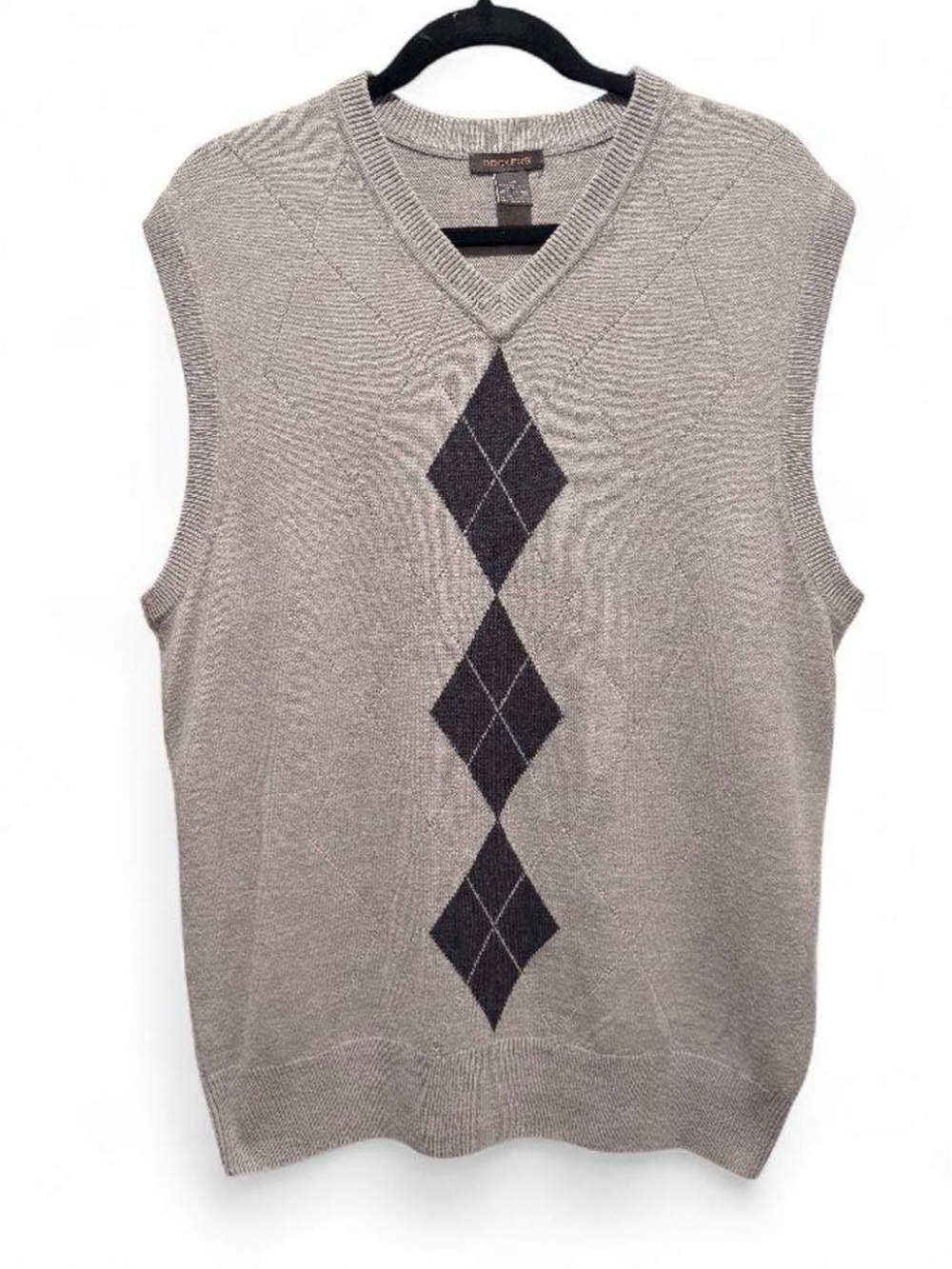 Dockers Men's Brown V-Neck Argyle Sweater Vest
